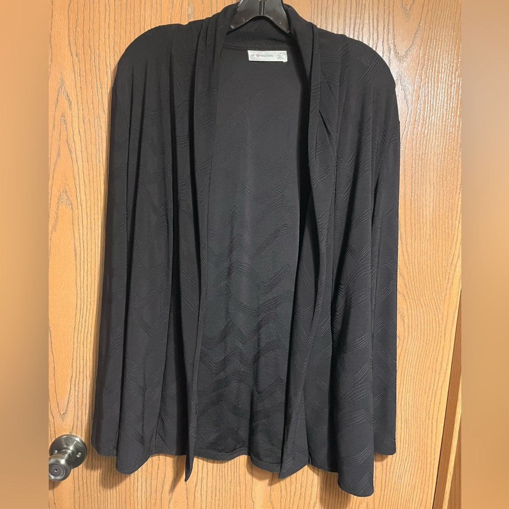 89th & Madison Black Textured Open Front Cardigan